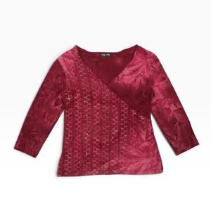 Vintage 90s Only Nine Burgundy Tie Dye Sequin Embellished Top